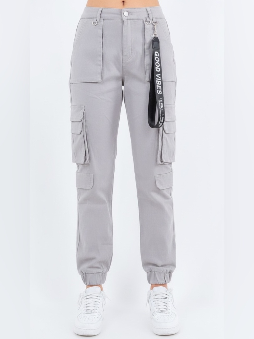 🌺American Bazi LA Light Gray Cargo Jogger Pants